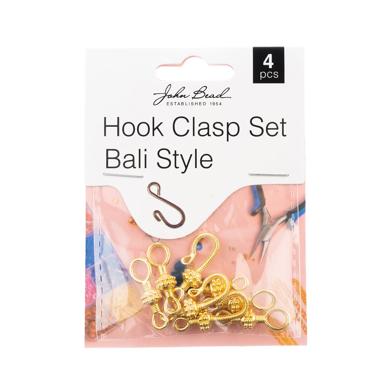 John Bead Must Have Findings 25mm Bali Style Hook Clasp Set, 4ct.